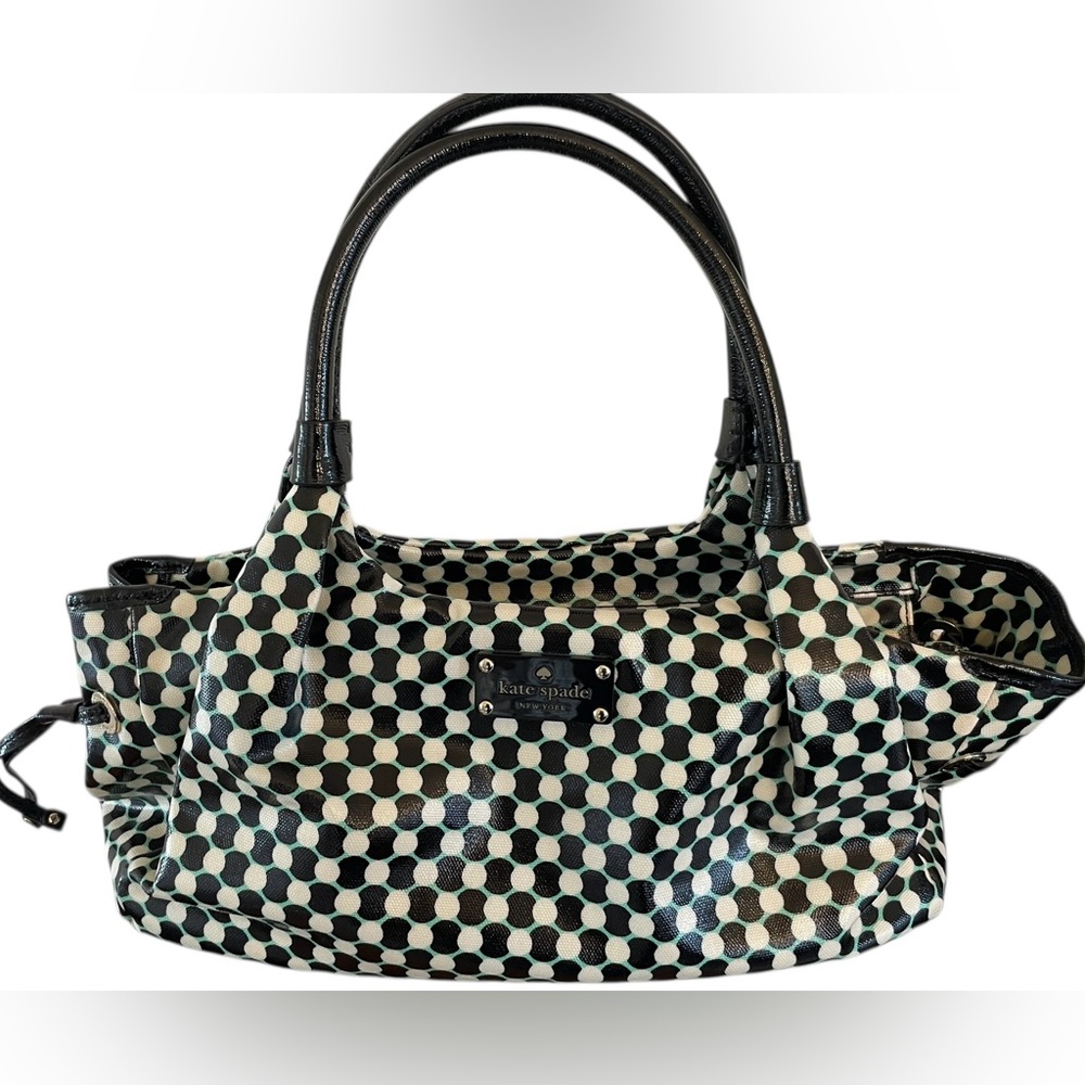 KATE SPADE Dundee Drive Stevie Mint Green Checkered Tote Shoulder Bag Storybook